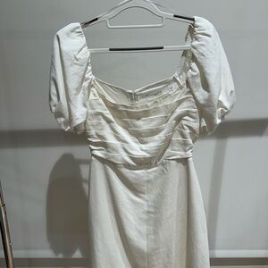 Astr Cream Ruched Puff Sleeve Sundress